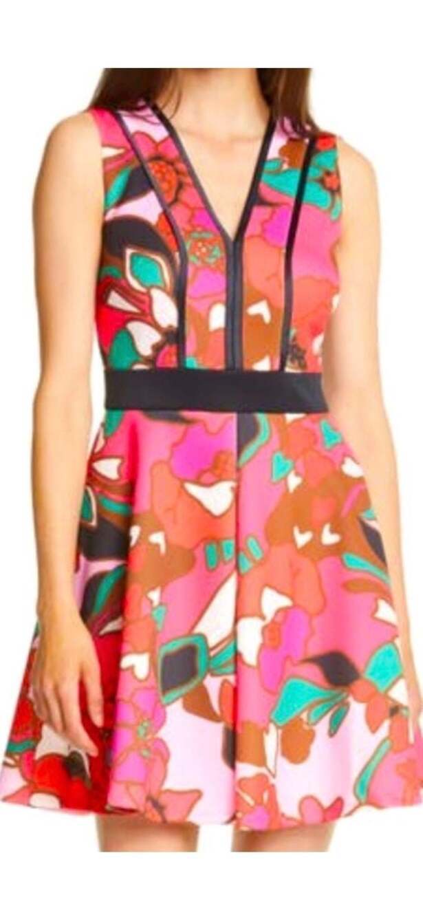 Ted baker London Arilina Piñata Skater Dress Exposed Zipper size 2 Summer Chic